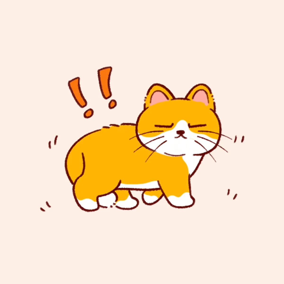 猫咪尾巴蜷缩或夹在两腿之间示意图
